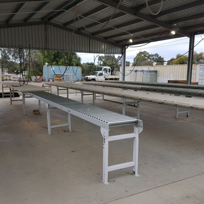 Gravity Roller Racking Table Conveyor System for Core Trays - Dynamics GTS